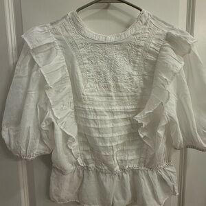 H&M White Ruffled Blouse | NEVER WORN